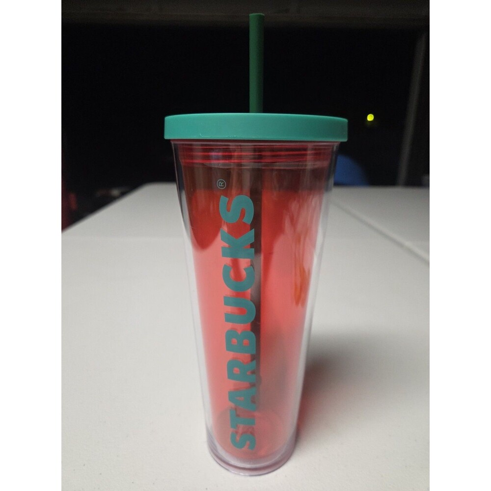 Starbucks Limited Edition Venti Red Green 24oz Tumbler Spellout 2014 Christmas